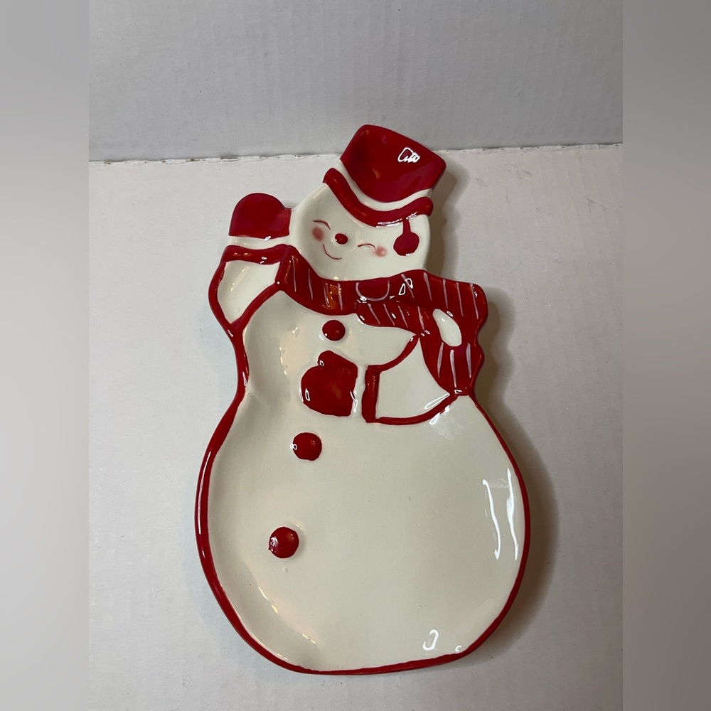 Prima Design Christmas Holiday Snow Man White Red Spoon Rest Hand Wash Only